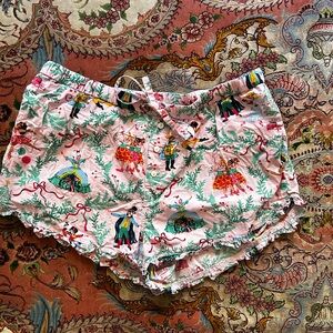 Printfresh 100% Organic Cotton Ruffled Nutcracker Pajama Shorts Size M